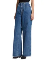 Taylor High-Rise Pleated Wide-Leg Jeans