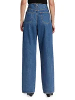 Taylor High-Rise Pleated Wide-Leg Jeans