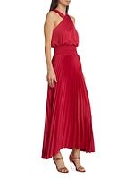 Arina Halter Neck Pleated Maxi Dress