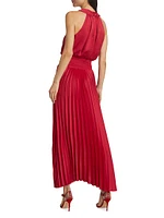 Arina Halter Neck Pleated Maxi Dress