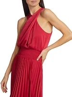 Arina Halter Neck Pleated Maxi Dress