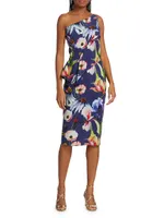 Zulema Printed One-Shoulder Dress