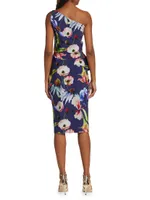 Zulema Printed One-Shoulder Dress