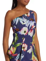 Zulema Printed One-Shoulder Dress