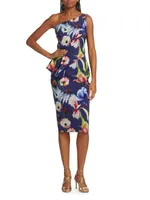 Zulema Printed One-Shoulder Dress