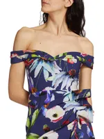 Radoslava Floral Jersey Off-The-Shoulder Gown