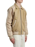 Rhude Boys Twill & Leather Bomber Jacket