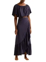 Julia Wrap Tiered Maxi Skirt