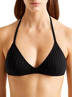 Curacao Rib-Knit Halter Bikini Top