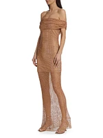 Hot Fix Beaded Fishnet Gown