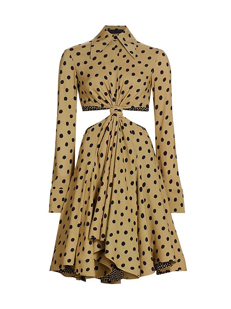 Polka Dot Cut-Out Shirtdress