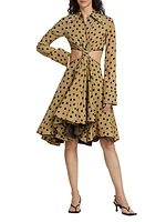 Polka Dot Cut-Out Shirtdress