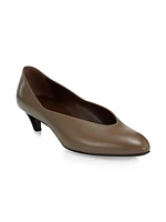 Leather Almond Toe Pumps