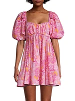 Martinique Floral Puff-Sleeve Minidress