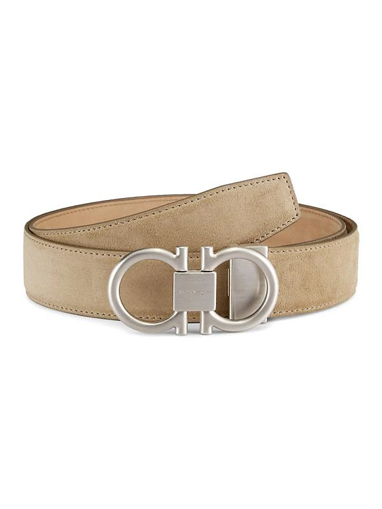 Gancini Buckle Cut-to-Size Suede Belt