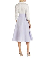 Taffeta Tie-Waist Midi-Dress