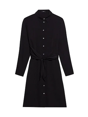 Tie-Front Silk Shirtdress