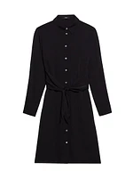 Tie-Front Silk Shirtdress