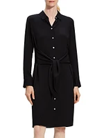 Tie-Front Silk Shirtdress