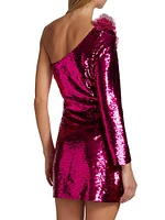 One-Shoulder Sequin Minidress