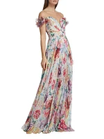 Off-The-Shoulder Chiffon Gown