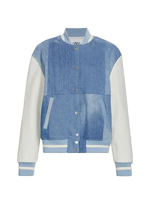 Denim & Leather Varsity Jacket