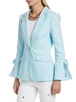 Lou Stretch Denim Bow Blazer