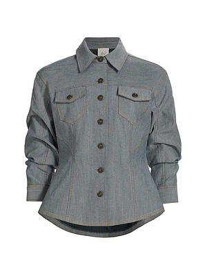 Canyon Scrunched-Sleeve Denim Jacket