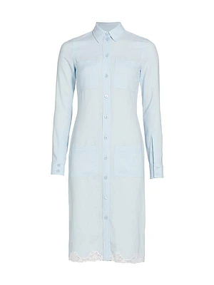 Lace-Trimmed Midi Shirtdress