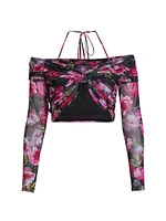 Rosalia Floral Mesh Cropped Top