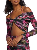 Rosalia Floral Mesh Cropped Top