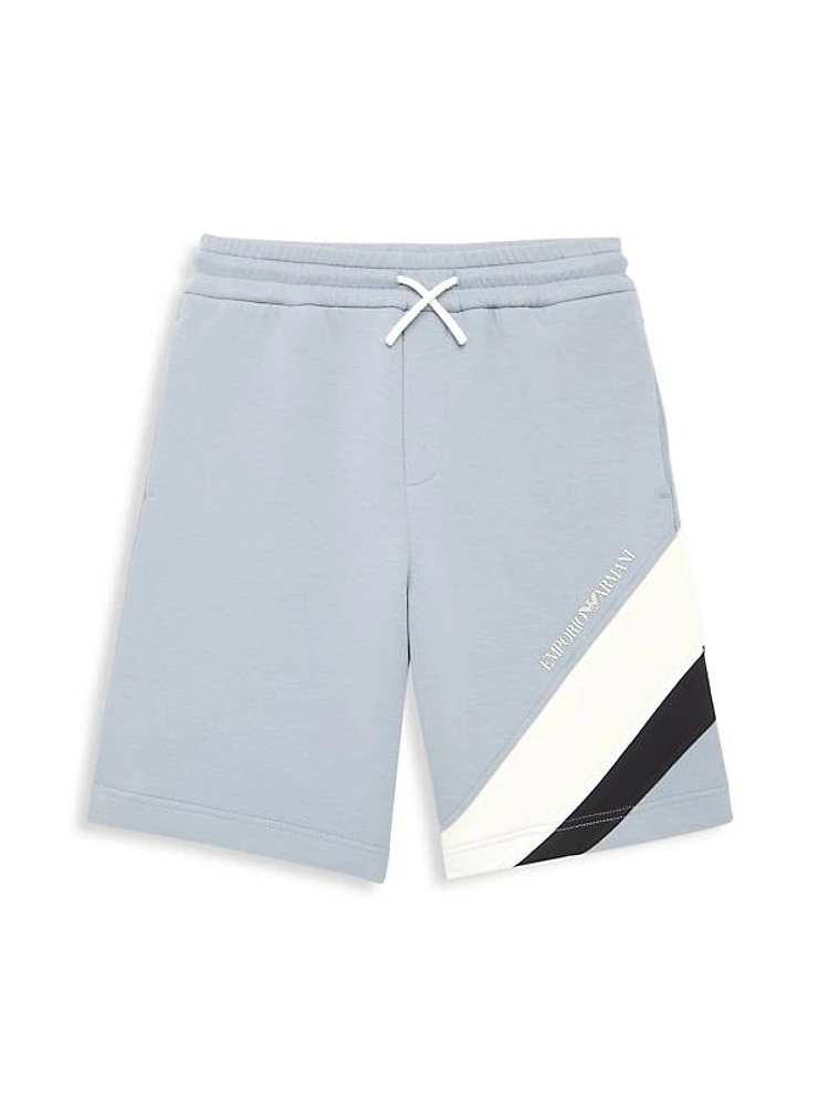 Little Boy's & Boy's Logo Striped Sweat Shorts