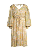 Daisy Floral Chiffon Drawstring Midi-Dress