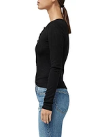 Rib-Knit Henley Shirt