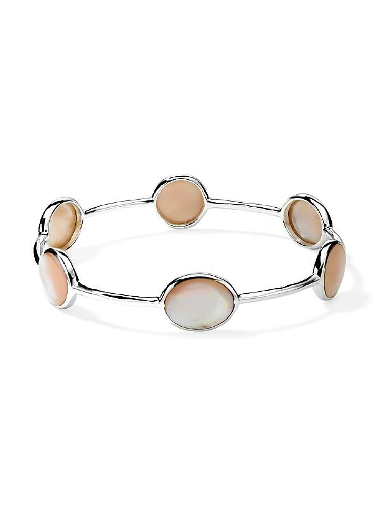 Polished Rock Candy Sterling Silver & Mother-Of-Pearl Bangle