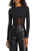 Zoma Long-Sleeve Corset Bodysuit