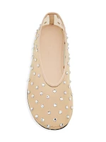 Marcy Crystal-Embellished Mesh Flats