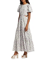 Plaza Tiered Cotton-Blend Cut-Out Maxi Dress