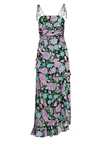 Wayf Asymmetric Floral Midi-Dress