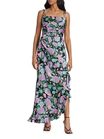 Wayf Asymmetric Floral Midi-Dress