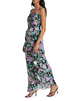 Wayf Asymmetric Floral Midi-Dress