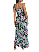 Wayf Asymmetric Floral Midi-Dress