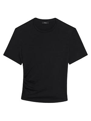 Side Drape Cotton T-Shirt