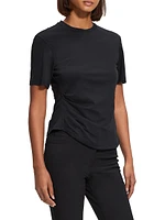 Side Drape Cotton T-Shirt