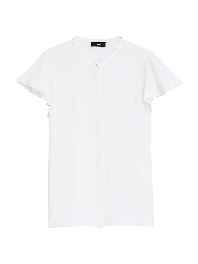 Silk Ruffle-Sleeve Blouse