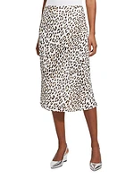 Satin Leopard Slip Skirt