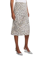 Satin Leopard Slip Skirt