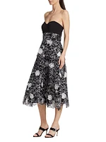 Floral Organza Cocktail Midi-Dress