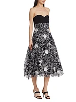 Floral Organza Cocktail Midi-Dress