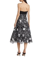 Floral Organza Cocktail Midi-Dress